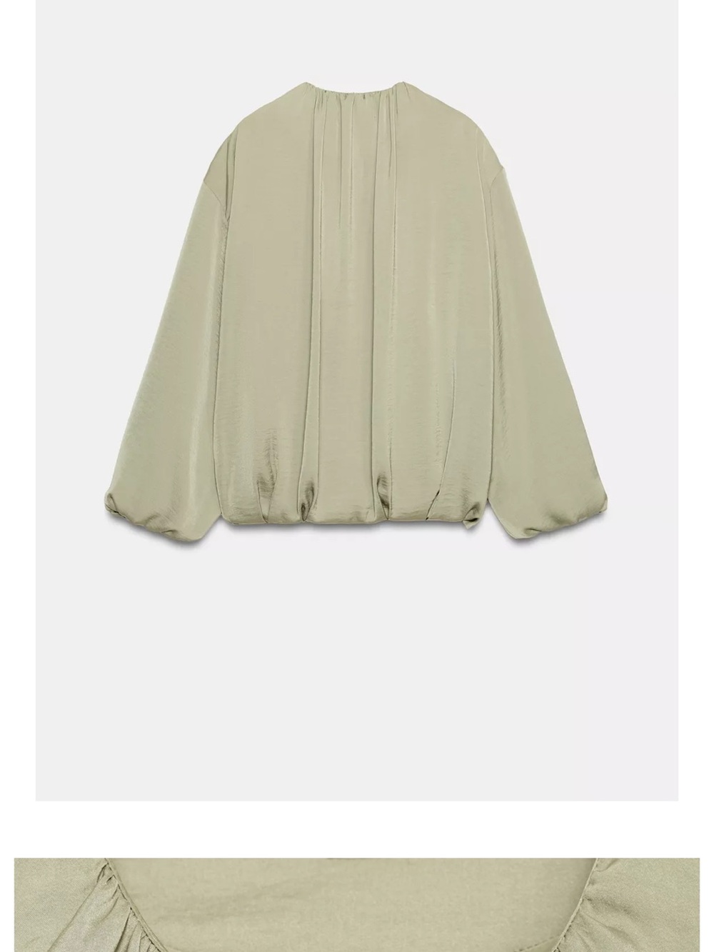Zara NWT Light Sage green balloon sleeve fluid Bomber jacket - Picture 9 of 13